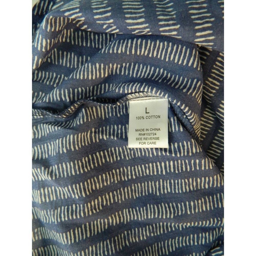 Hester & Orchard Tunic Top Women Large Blue White Striped Split Neck Cotton New - Picture 8 of 11